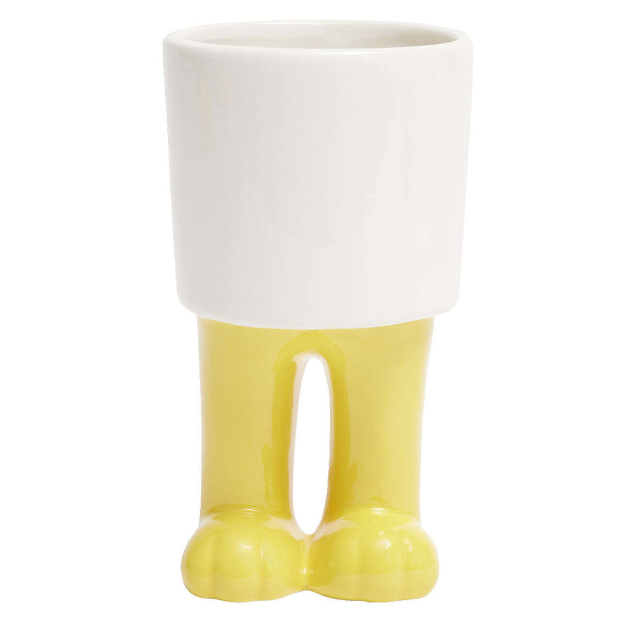 Pot rond en céramique avec pieds de dinosaure Ø10xH18cm (2 modèles) jaune ou vert