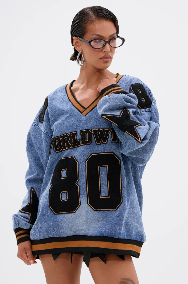 ALL AROUND THE WORLD DENIM SWEATSHIRT - Akira Store