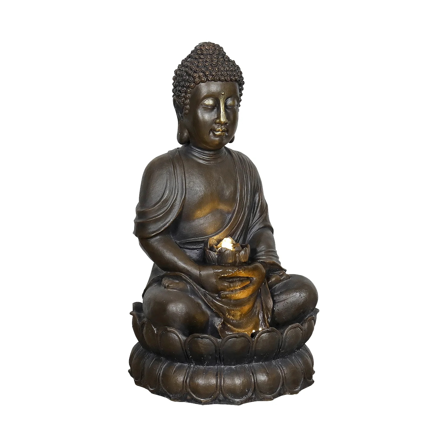 33" H Buddha Outdoor Water Fountain with LED Lights and Pump,Zen Style Relaxing Garden Fountain Waterfall for Patio, Porch and Yard Decor - Image 7