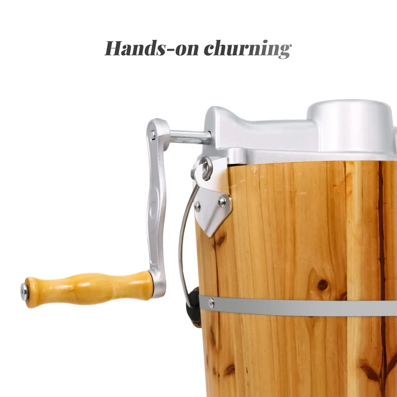 EIM569 6Qt Old Fashioned Pine Bucket Electric/Manual Ice Cream Maker Image 4