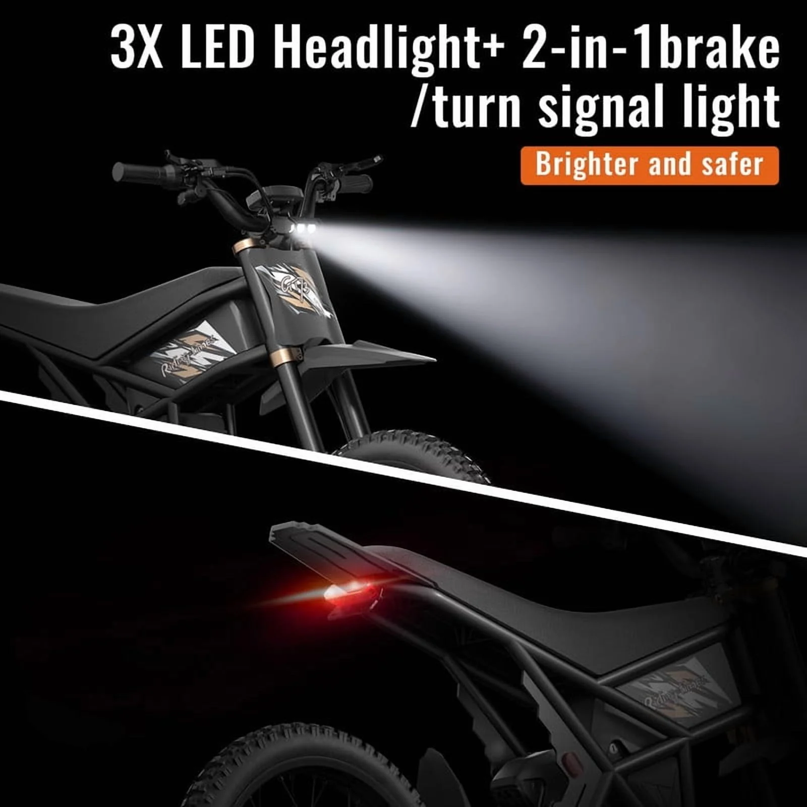GT73 PRO 338 NM Electric Dirt Bike for Adults,3000W(Peak)Dual Motor 50Mph Max Speed,60V 50MPH 36.4AH Dual Battery Ebike,85 Miles Range, 25" Motorcycle Tires, All-Terrain for Mountain, Snow, UL2849(50Mph) - Image 7