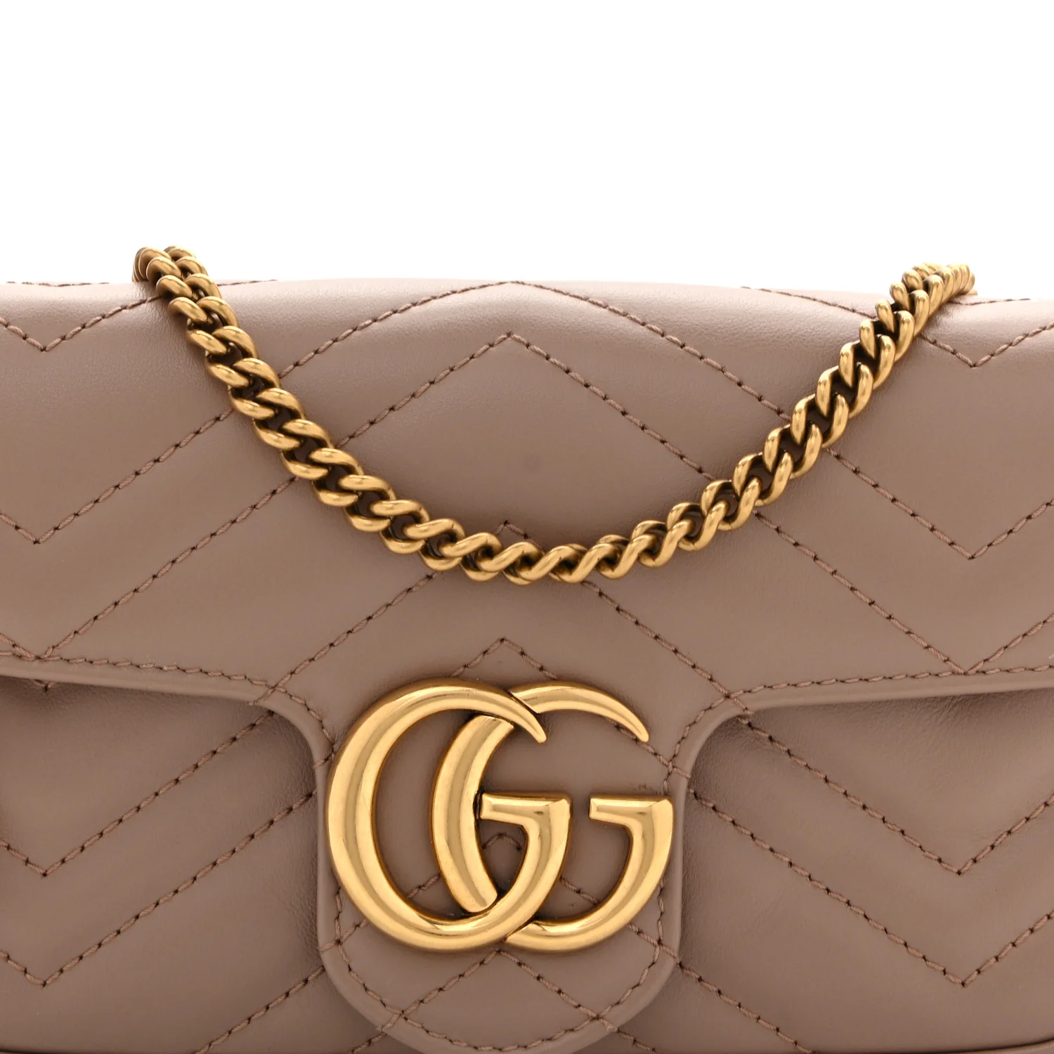 Calfskin Matelasse Super Mini GG Marmont Shoulder Bag Porcelain Rose