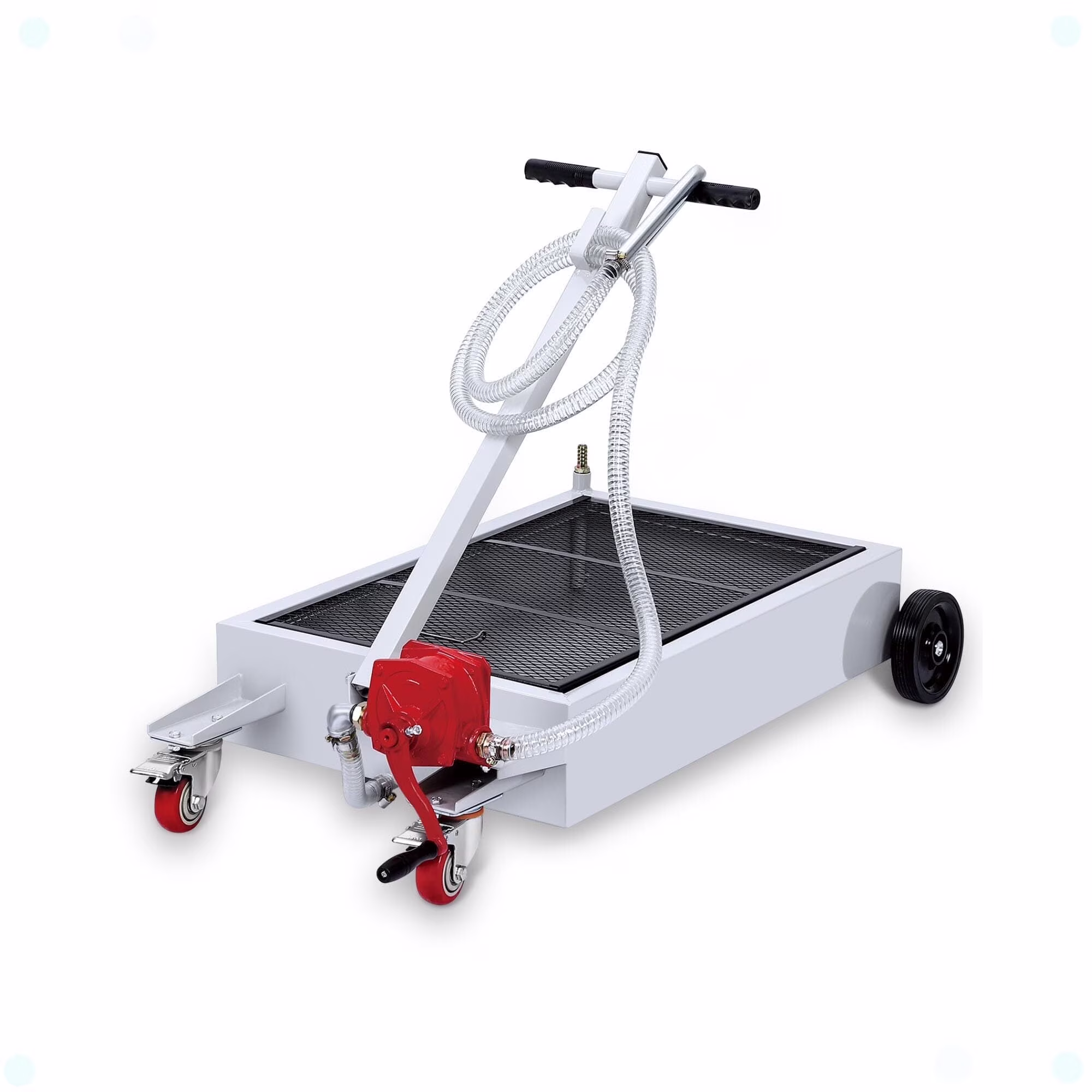 20 Gallon Electric Oil Drain Pan with 110V Pump 8 Ft Hose, Low Profile T Folding Handle Oil Drain Cart for Truck Cars SUVs(20 Gal-Electric-Metal) - Image 7