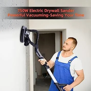Danolapsi Drywall Sander,750W Electric Drywall Sander 7 Variable Speed 900-1800 RPM Sander with LED Light,Extendable Handle,Dust Hose,14 Pcs Sanding discs,Storage Bag