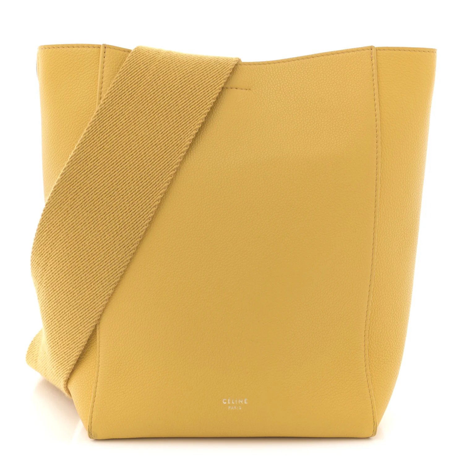 Soft Grained Calfskin Small Sangle Bucket Bag Ocre