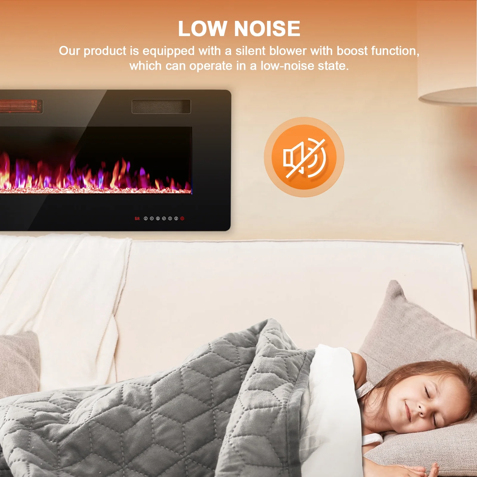 60�� Indoor Electric Fireplace Ultra Thin Fireplace, Wall Mounted Recessed Fireplace with Multiple Colors(60 in) - Image 6