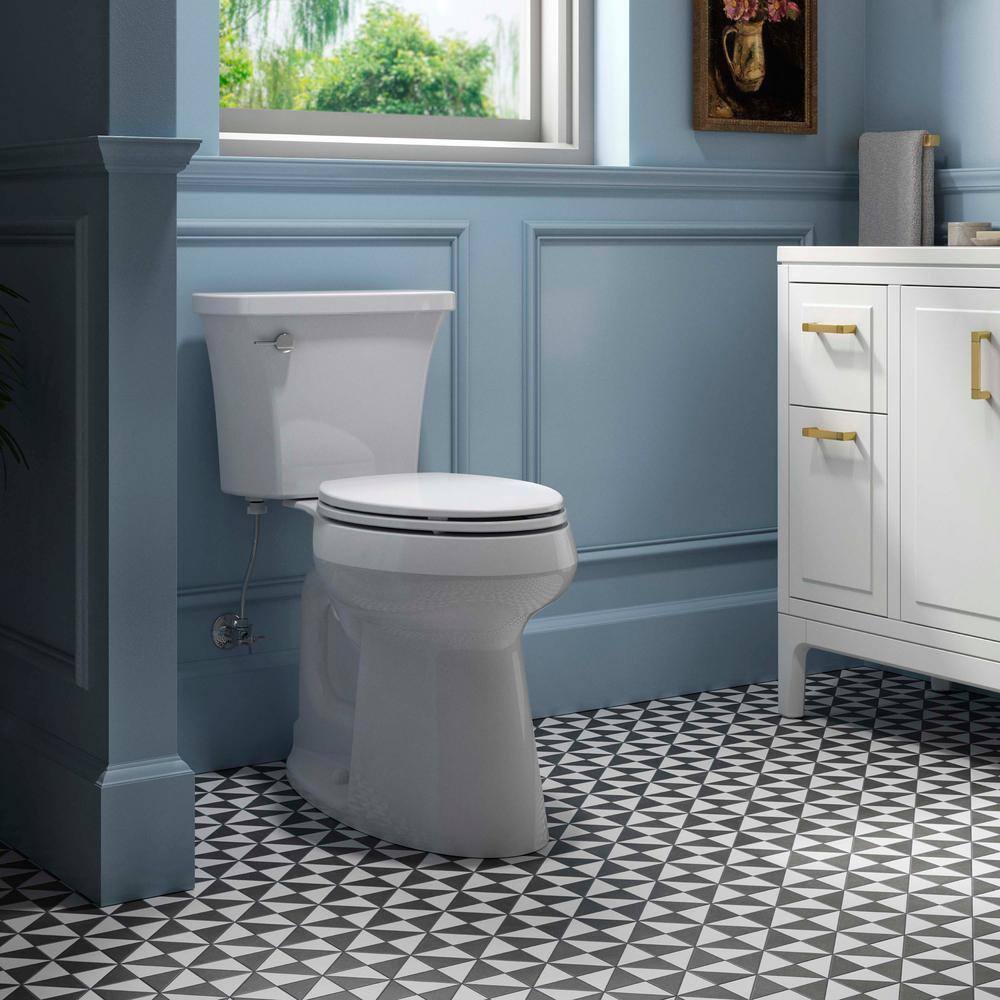 Toilette allongée extra haute KOHLER Highline Arc 2025, 1,28 gallons par chasse d'eau, blanche avec siège