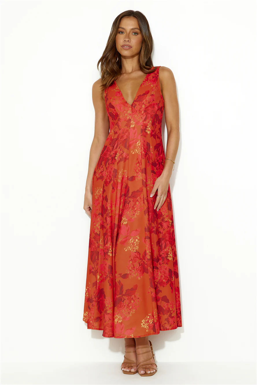 Perfectly Swaying Midi Dress Red