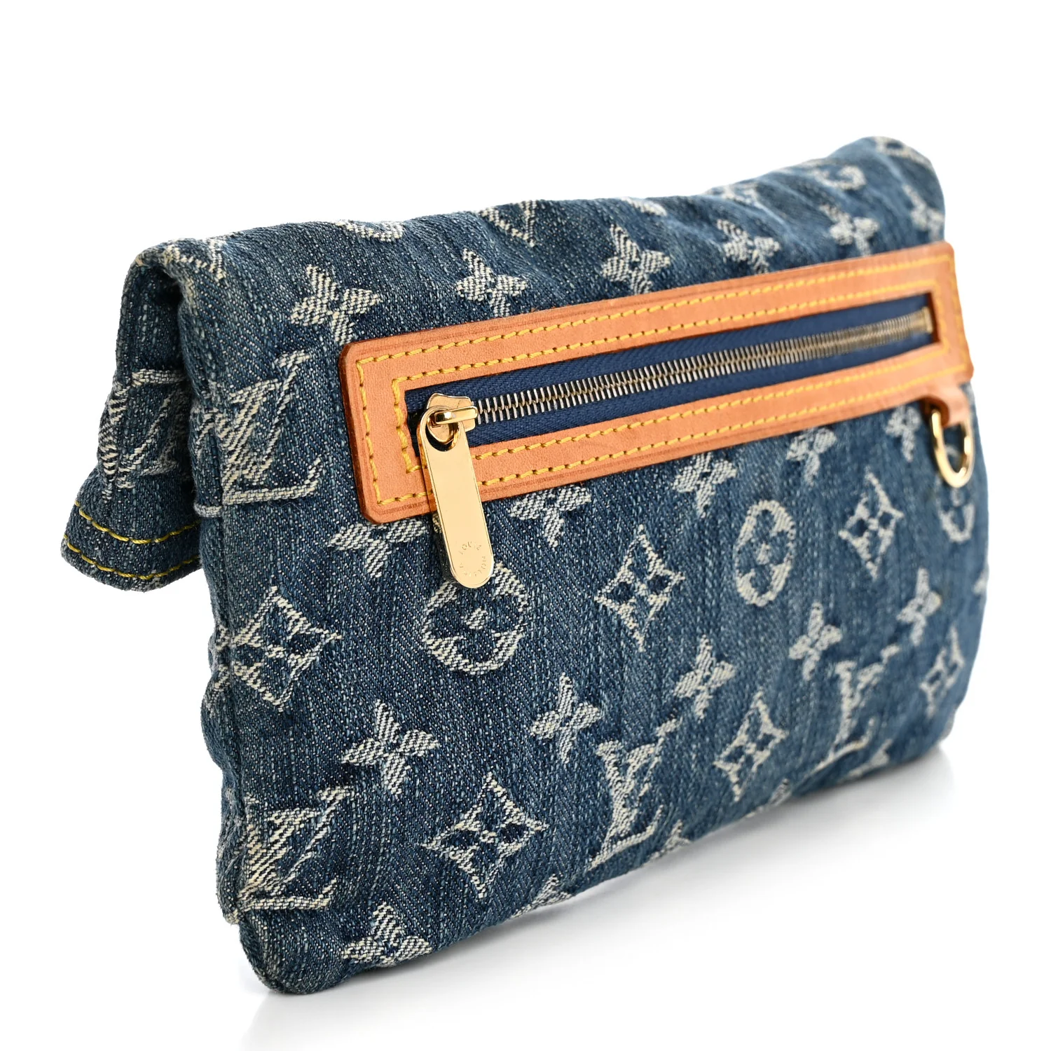 Monogram Denim Pochette Plat Clutch Blue