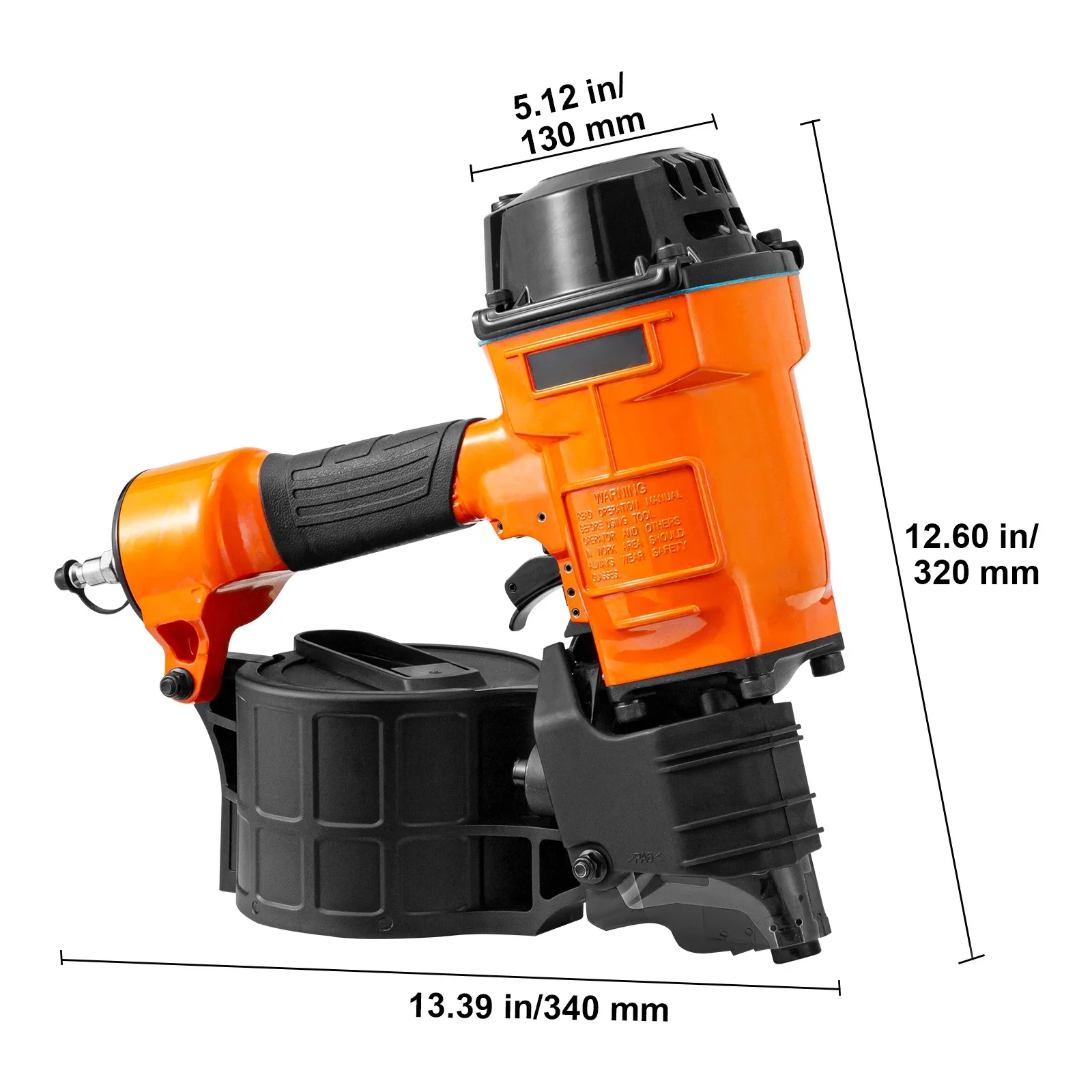 KFFKFF Pneumatic Coil Siding Nailer MCN70, Compatible with 1-3/4 to 2-3/4 Nails, 15 Degree Angle, 70-120PSI, Ideal for Pallets, Crates, Frames, Siding & Fences