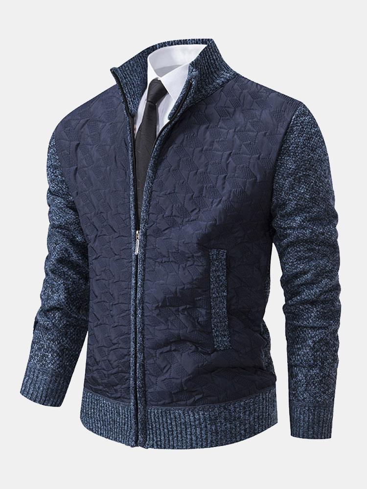 Pull matelassé jacquard à fermeture éclair