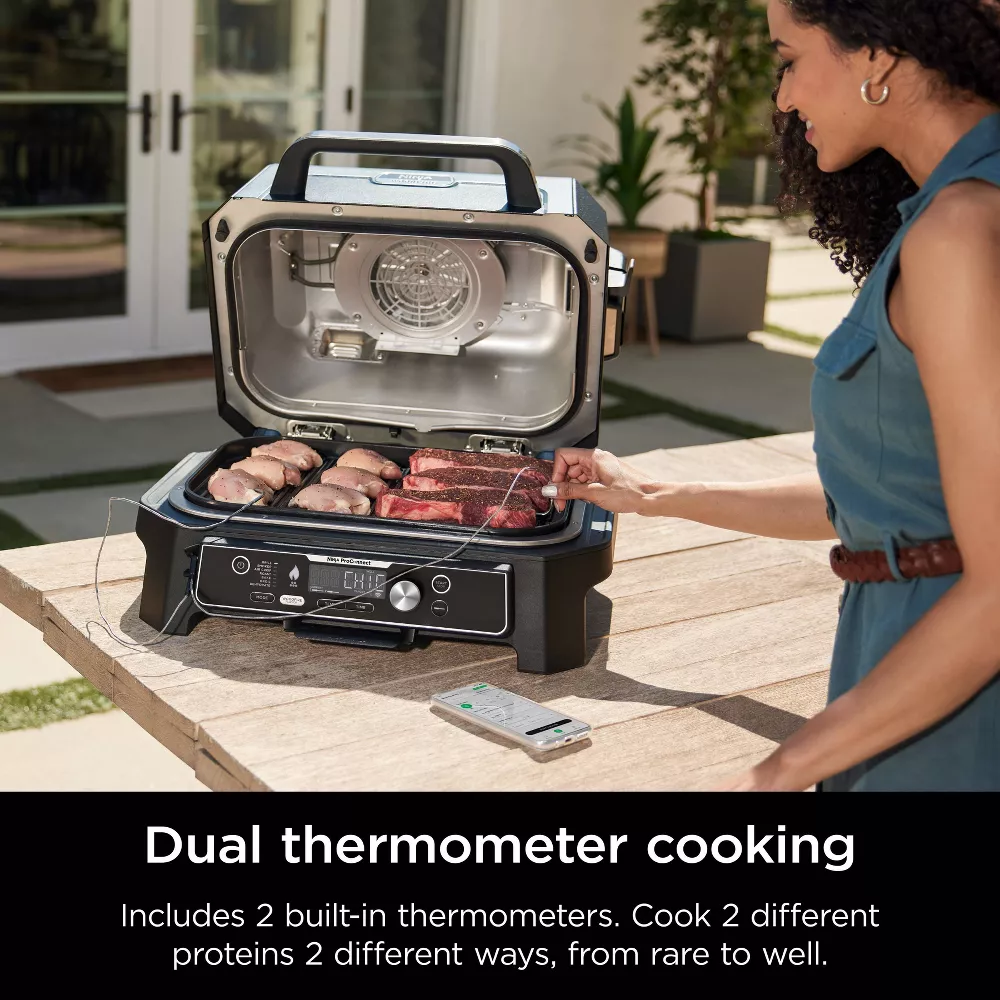 OG951 Woodfire ProConnect Premium XL Outdoor 7-in-1 Grill Smoker, App Enabled, Air Fryer, 2 Built-In Thermometers Blue - Image 9
