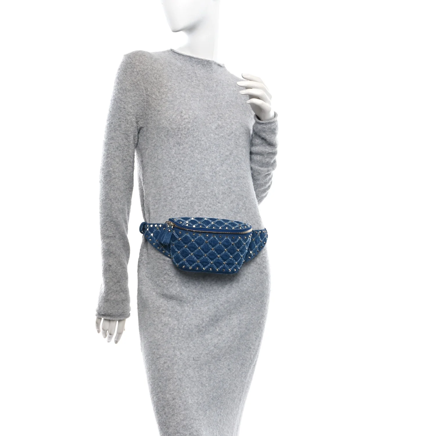 Denim Rockstud Spike Belt Bag 95 Denim