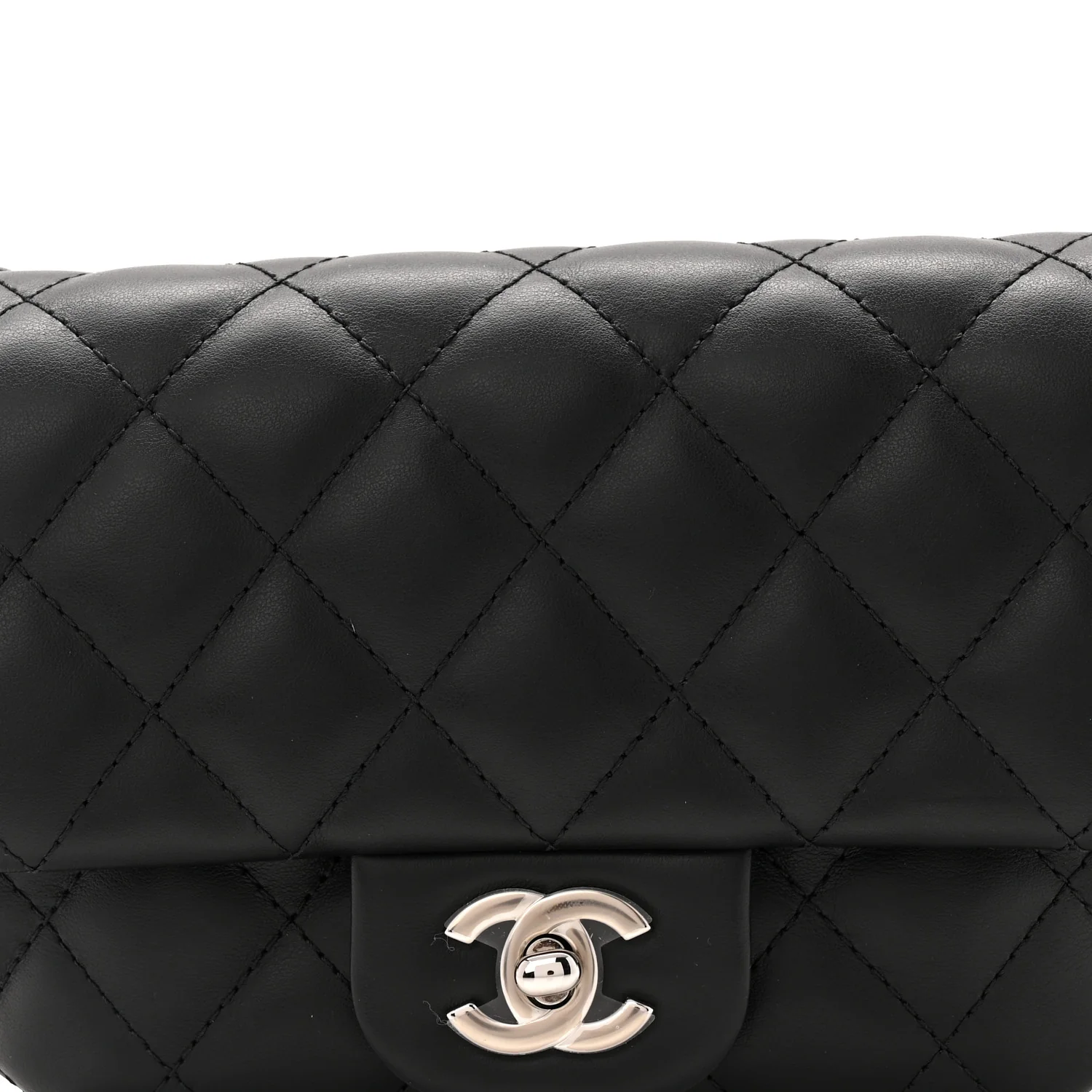 Calfskin Quilted CC Uniform Flap Belt Bag Black