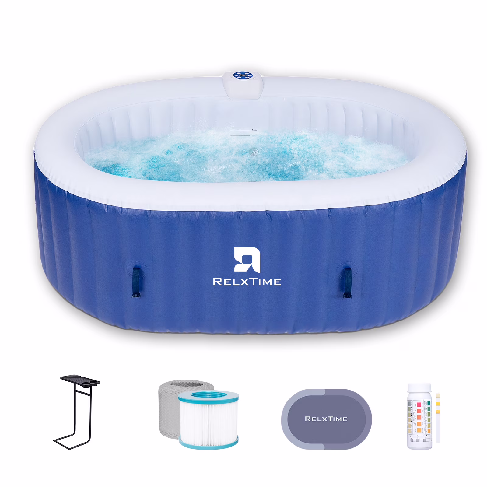 2 Person Oval Inflatable Hot Tub Set, Blue(Standard)
