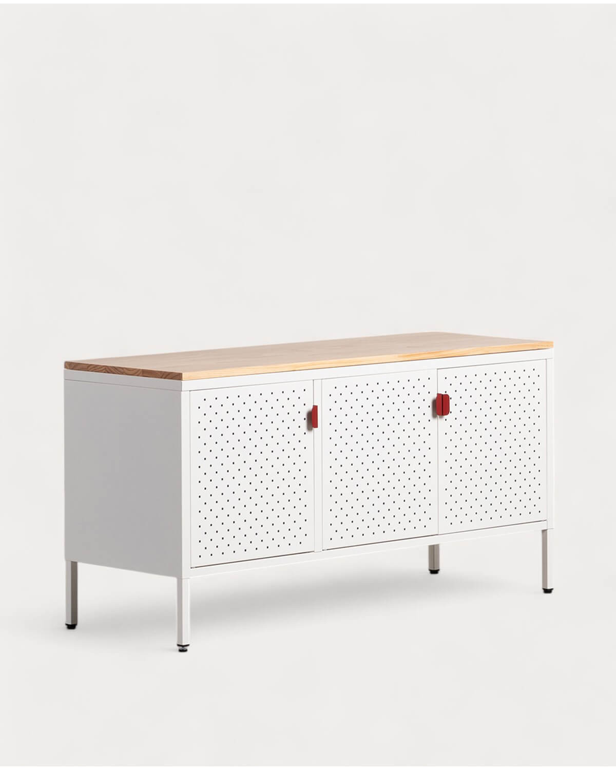 Varys - Aparador Bajo 3 Puertas de Acero Laminado y Madera de Pino Varys