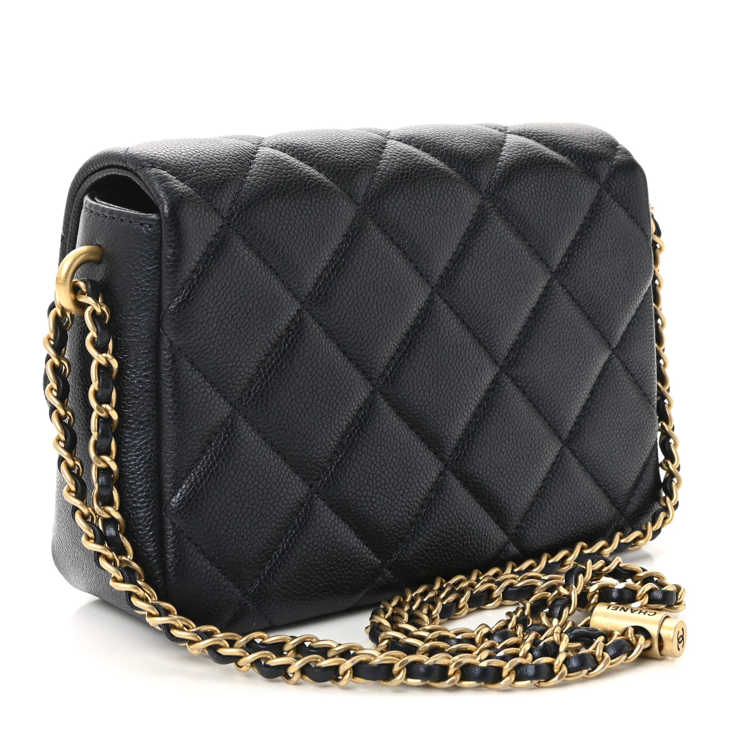 Iridescent Caviar Quilted Mini My Perfect Flap Black