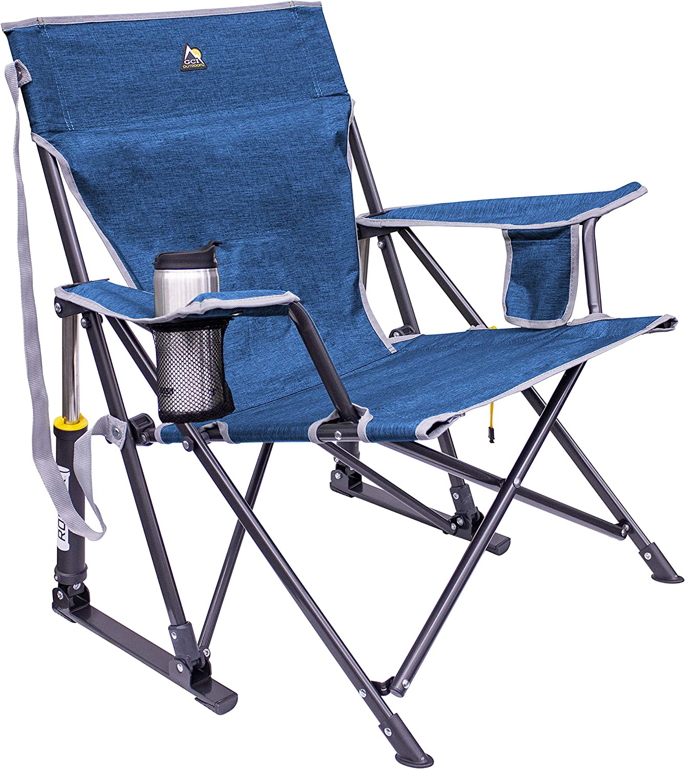 Fauteuil à bascule portable Outdoor Freestyle Rocker et chaise de camping ergonomique en nylon, bleu indigo