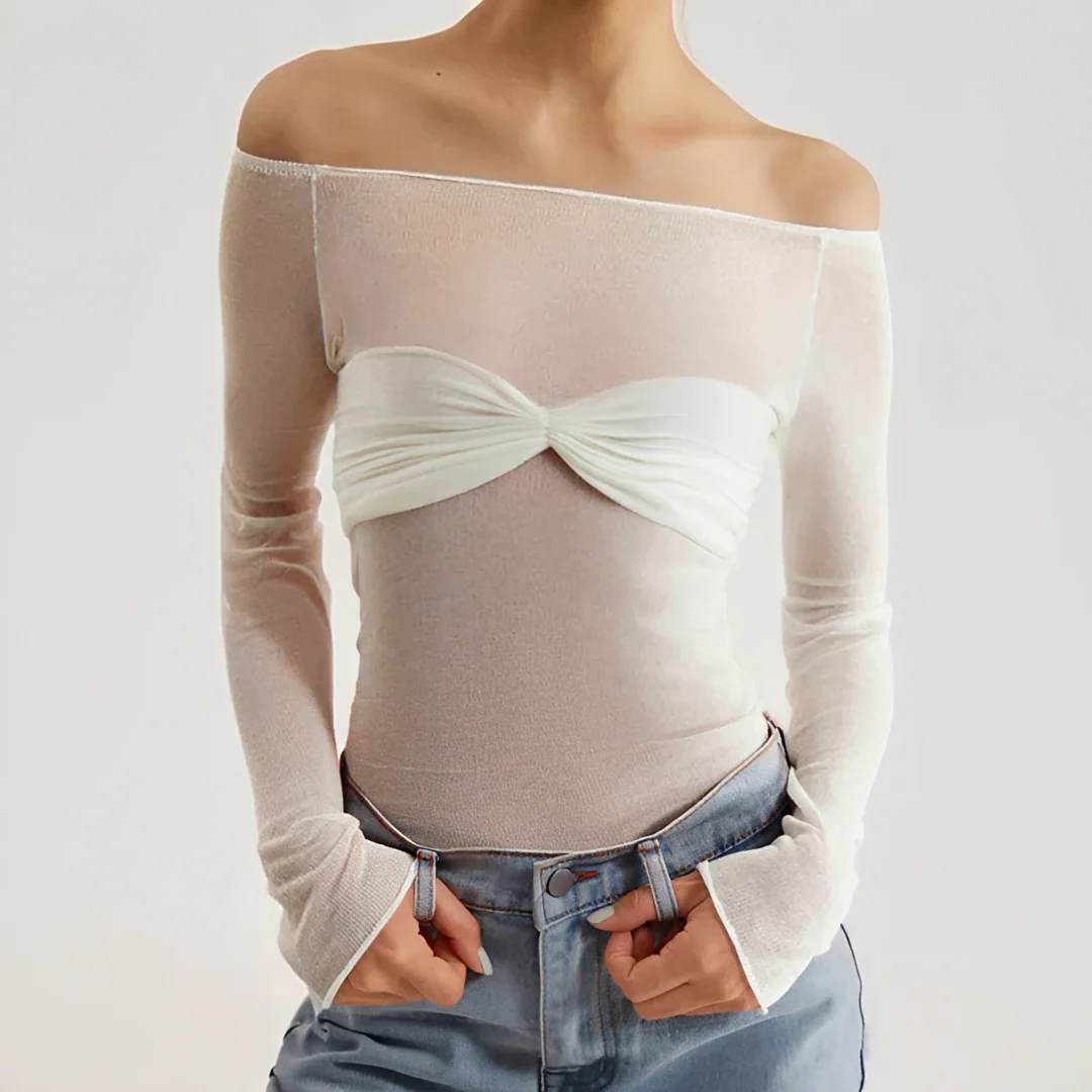 Shanelle - Blouse Épaules Dénudées à Manches Longues