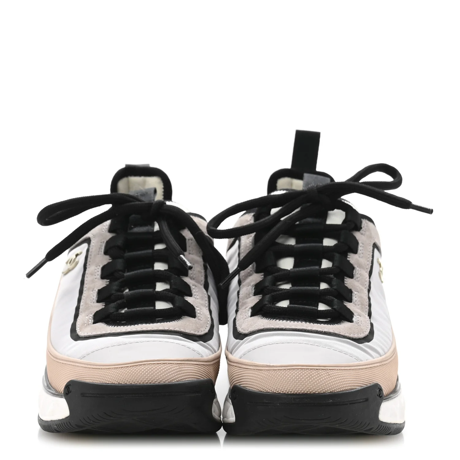 Suede Calfskin Mixed Fibers CC Sneakers 39 Pink Grey