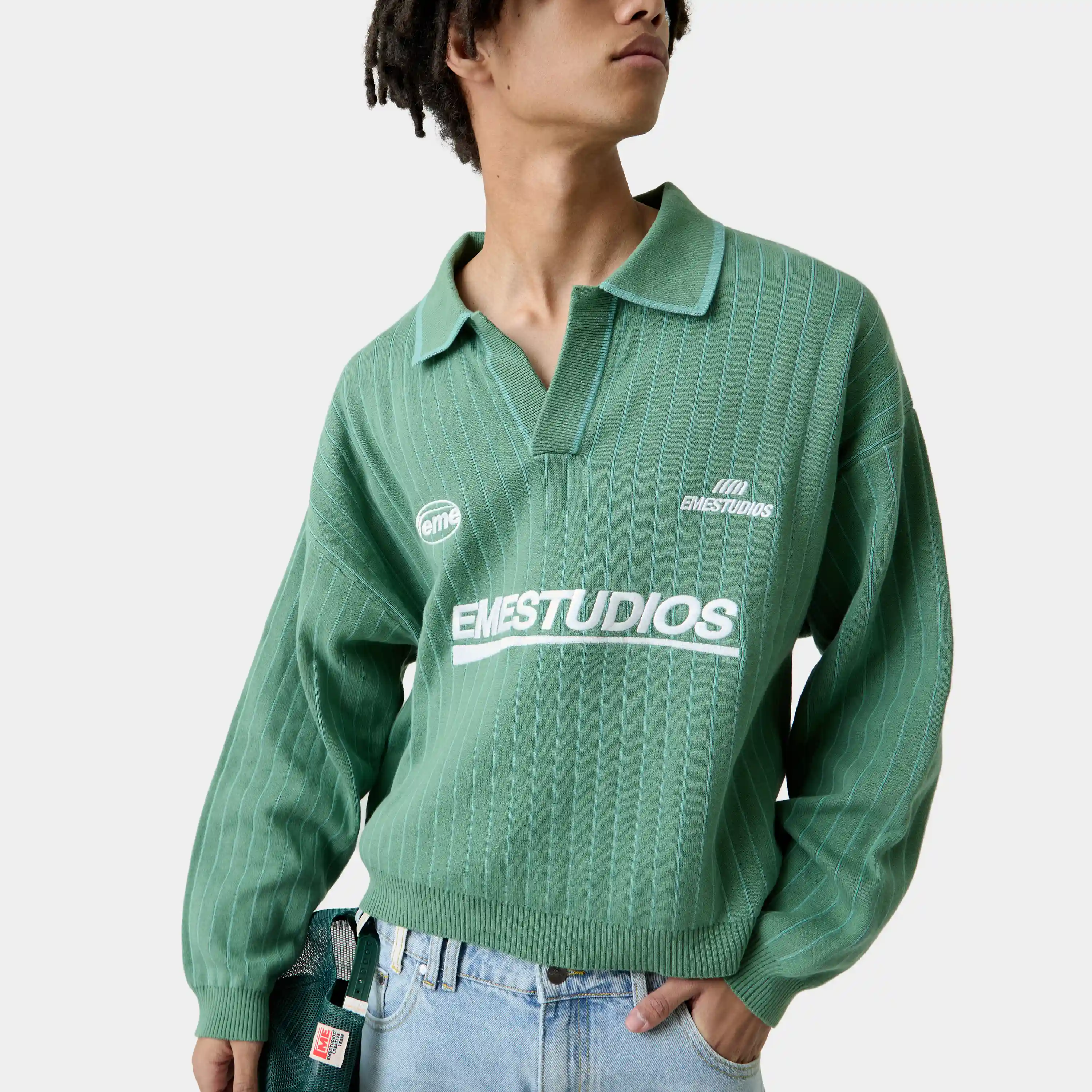 Pinstripe Deep Grass Knit Polo