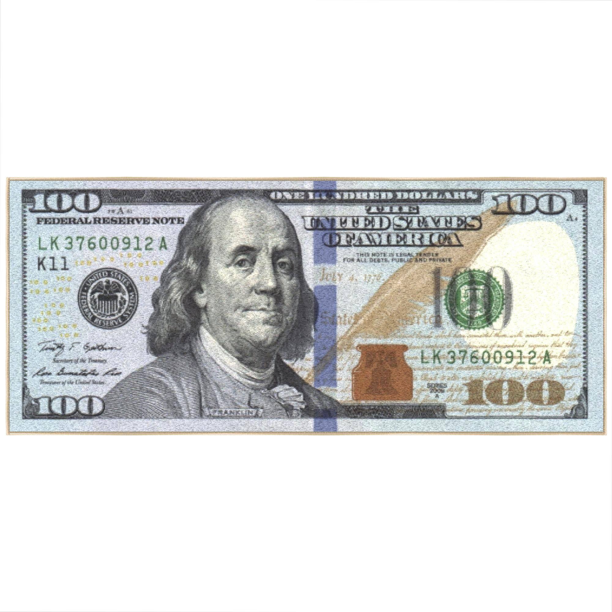 Ottomanson Siesta Collection 100 Dollar Bill Design Non-Slip Runner Rug