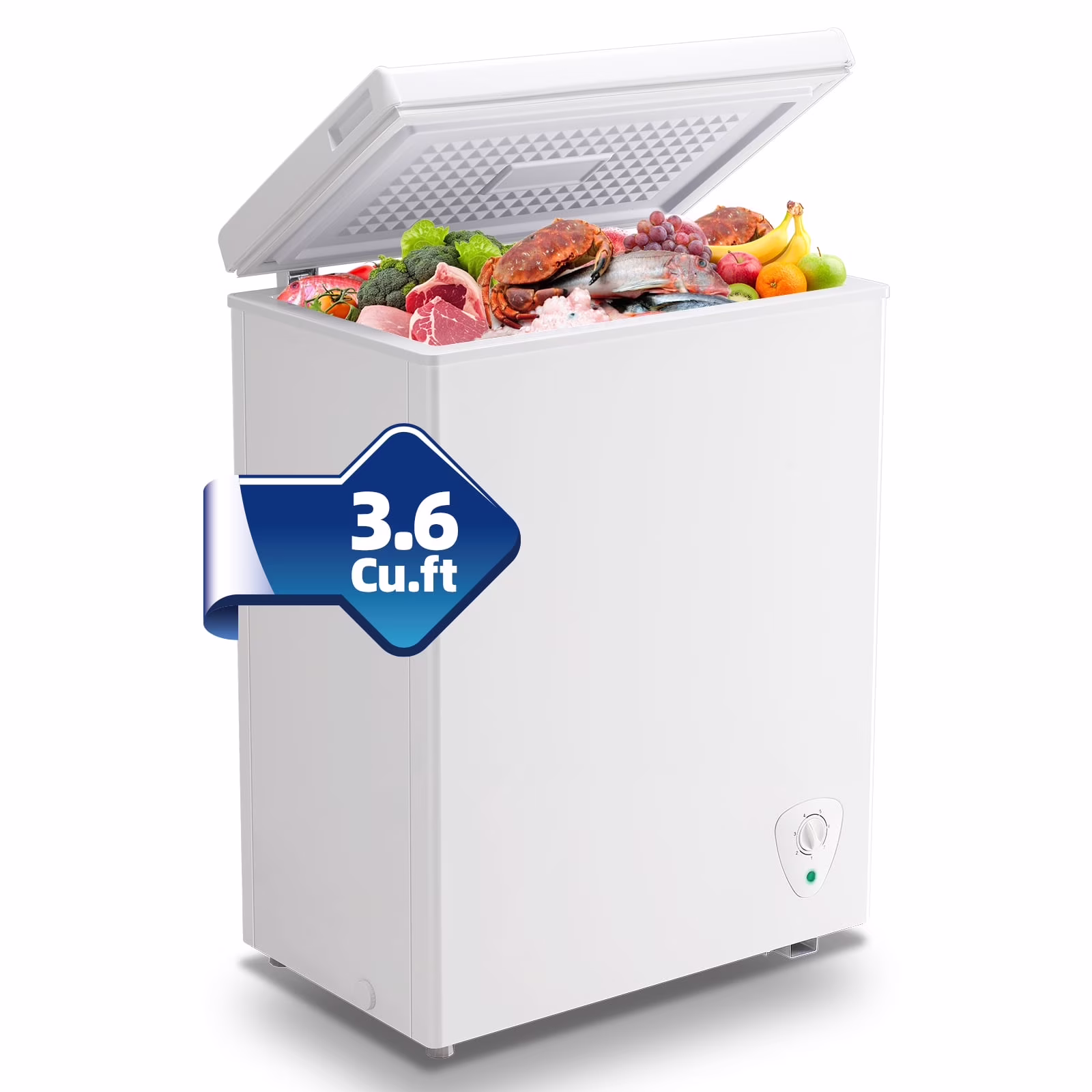 3.6 Cu.ft Chest Mini Freezer with Wheels Deep Freezer for Bulk Storage Top Open Door 2 Removable Baskets 7 Modes Temperature for Home Apartment Kitchen Black(Black) - Image 3