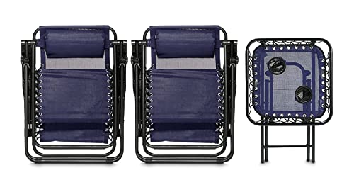 Outdoor Adjustable Zero Gravity Folding Reclining Lounge Chair Set