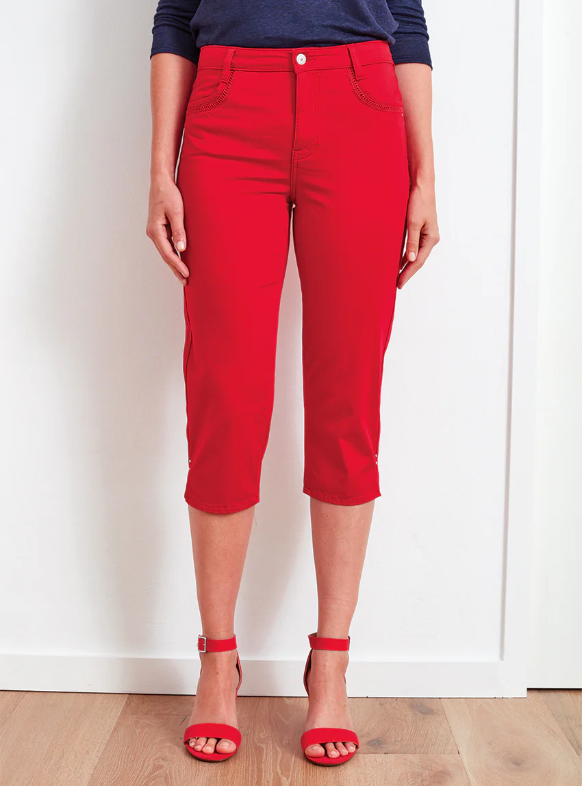Pantacourt femme rouge