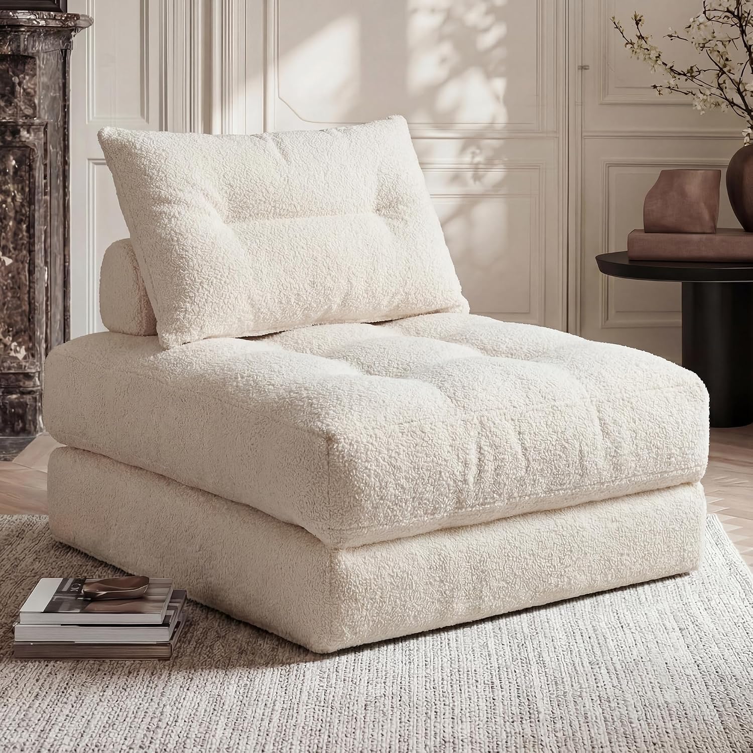 MONVANE 3-in-1 Folding Sofa Bed, Convertible Sleeper Chair Bed, Beige| Perfect Sleepover Bed for Kids & Adult Guests, Fits Small Spaces & Living Room, Comfortable Back Support