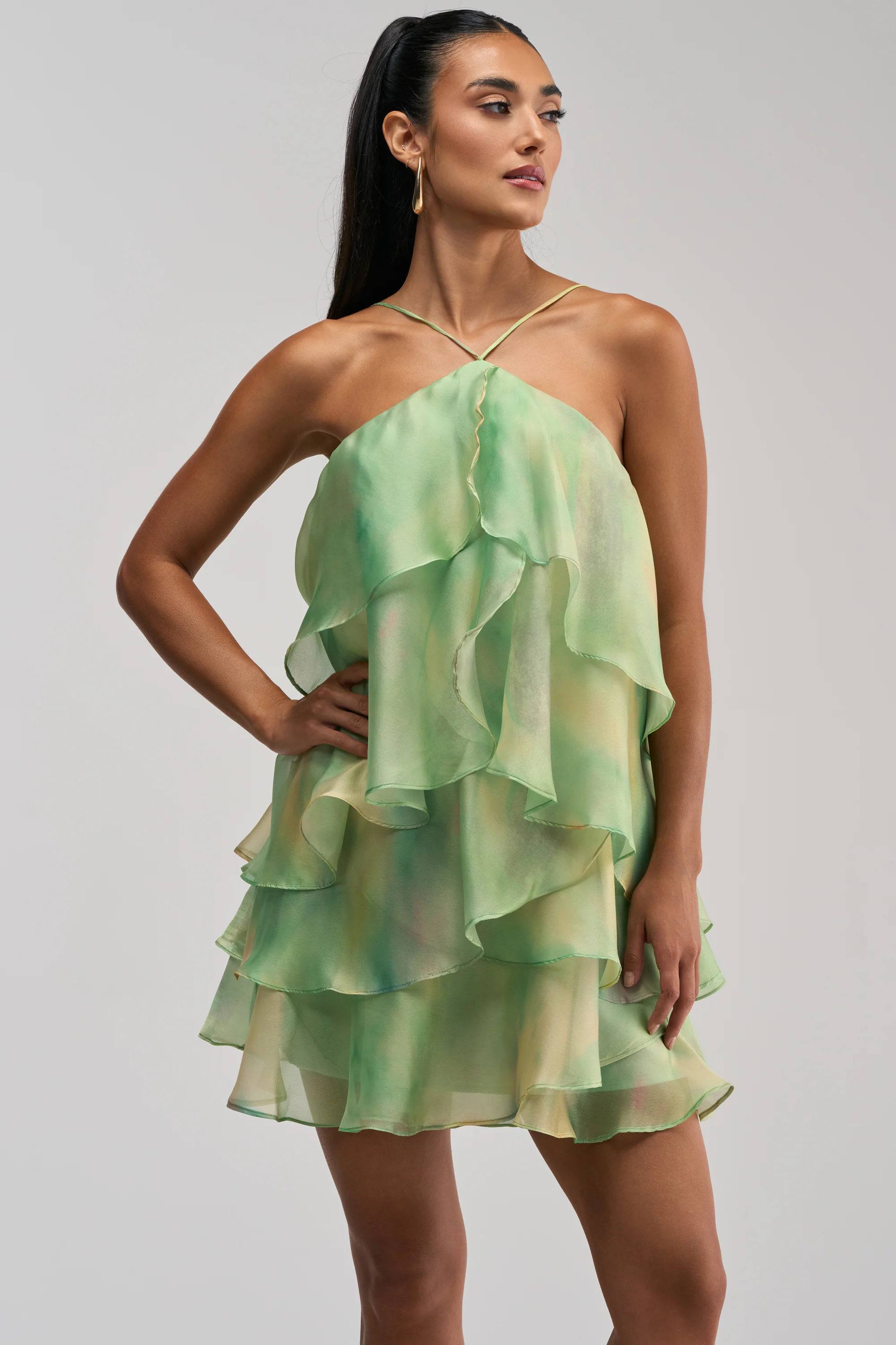 SHINE BRIGHTER BABY MINI DRESS IN GREEN - Akira Store