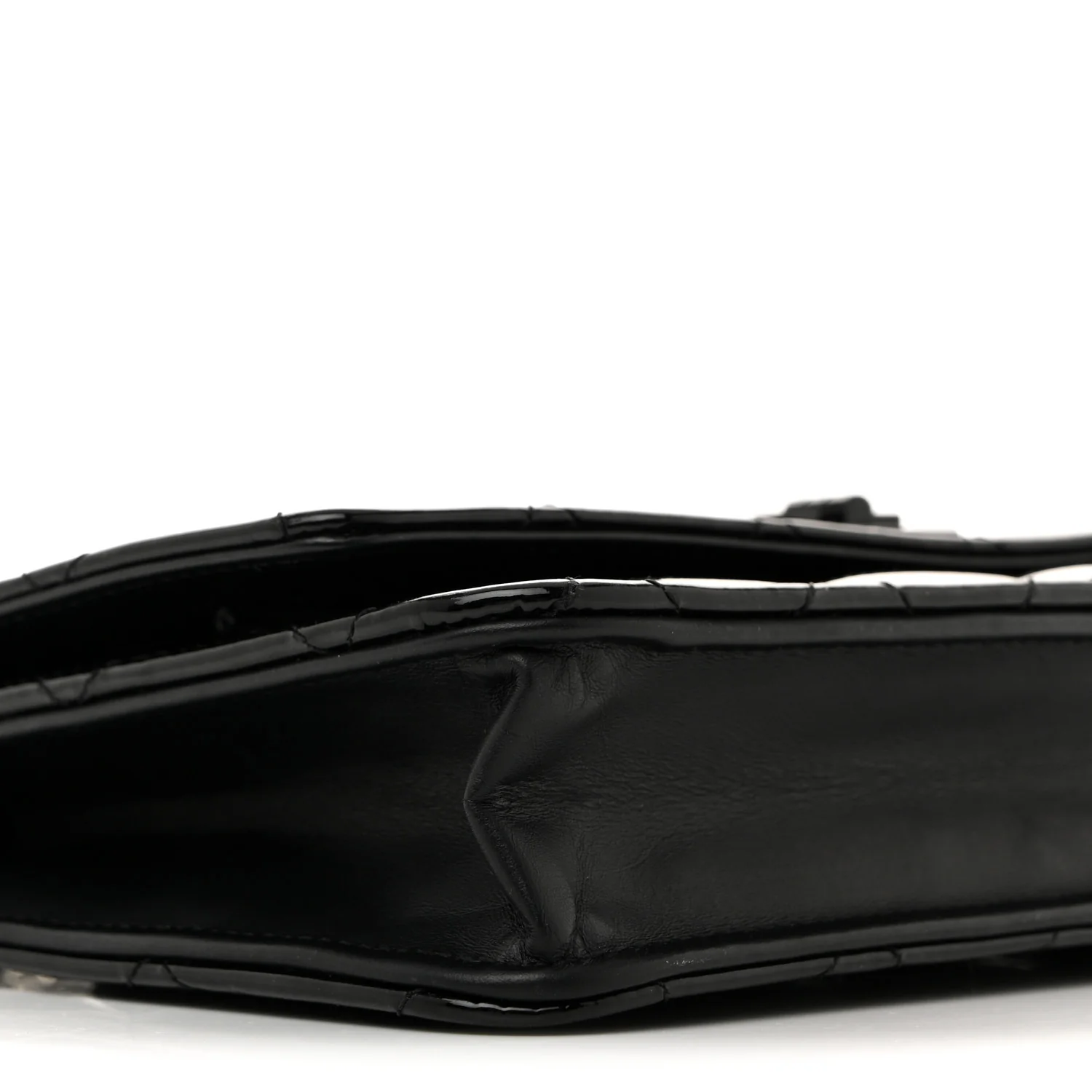 Patent Calfskin Quilted Reissue Wallet On Chain WOC So Black