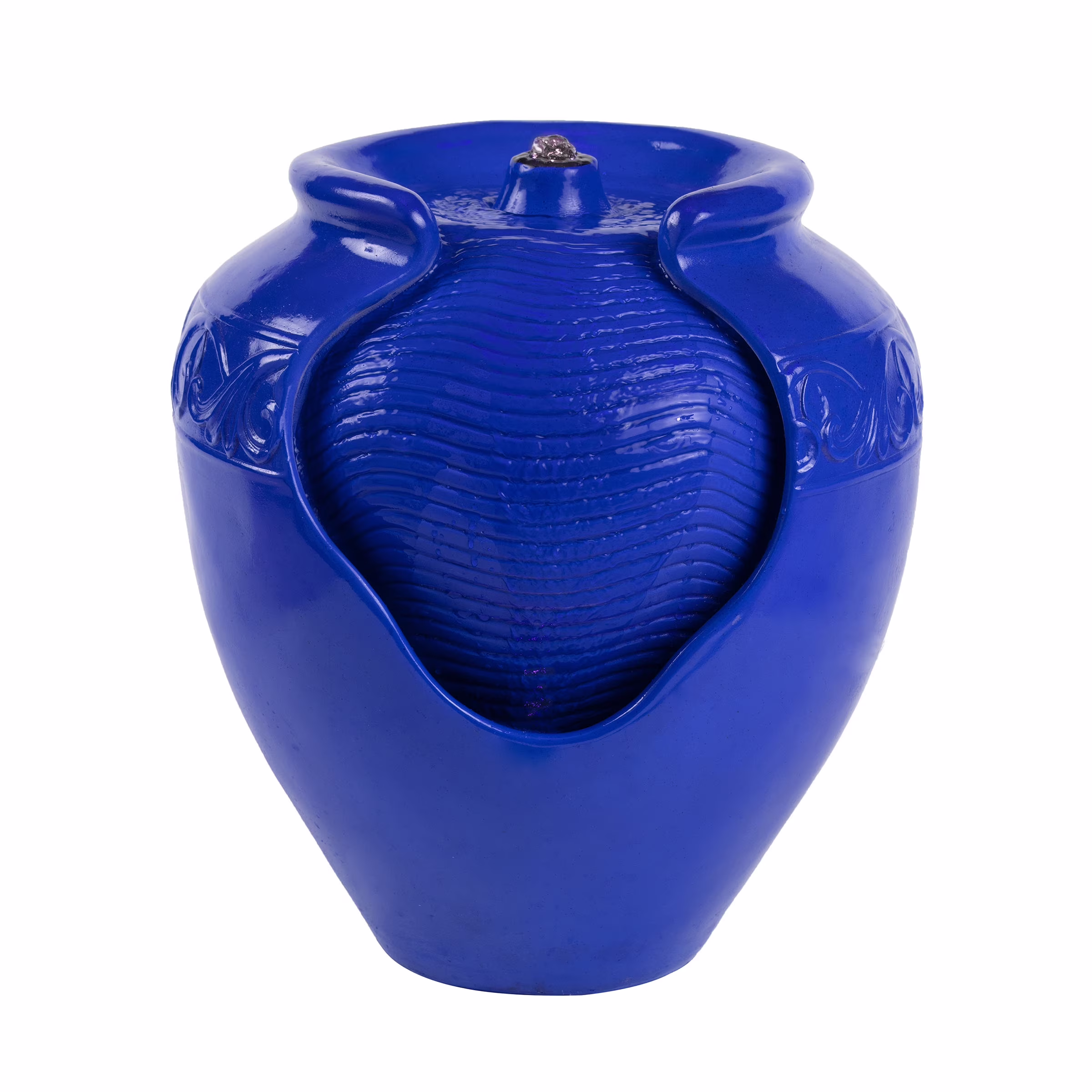 Pure Garden Jar Water Fountain �?Indoor or Outdoor Water Feature with Electric Pump and LED Lights by Pure Garden (Cobalt Blue)