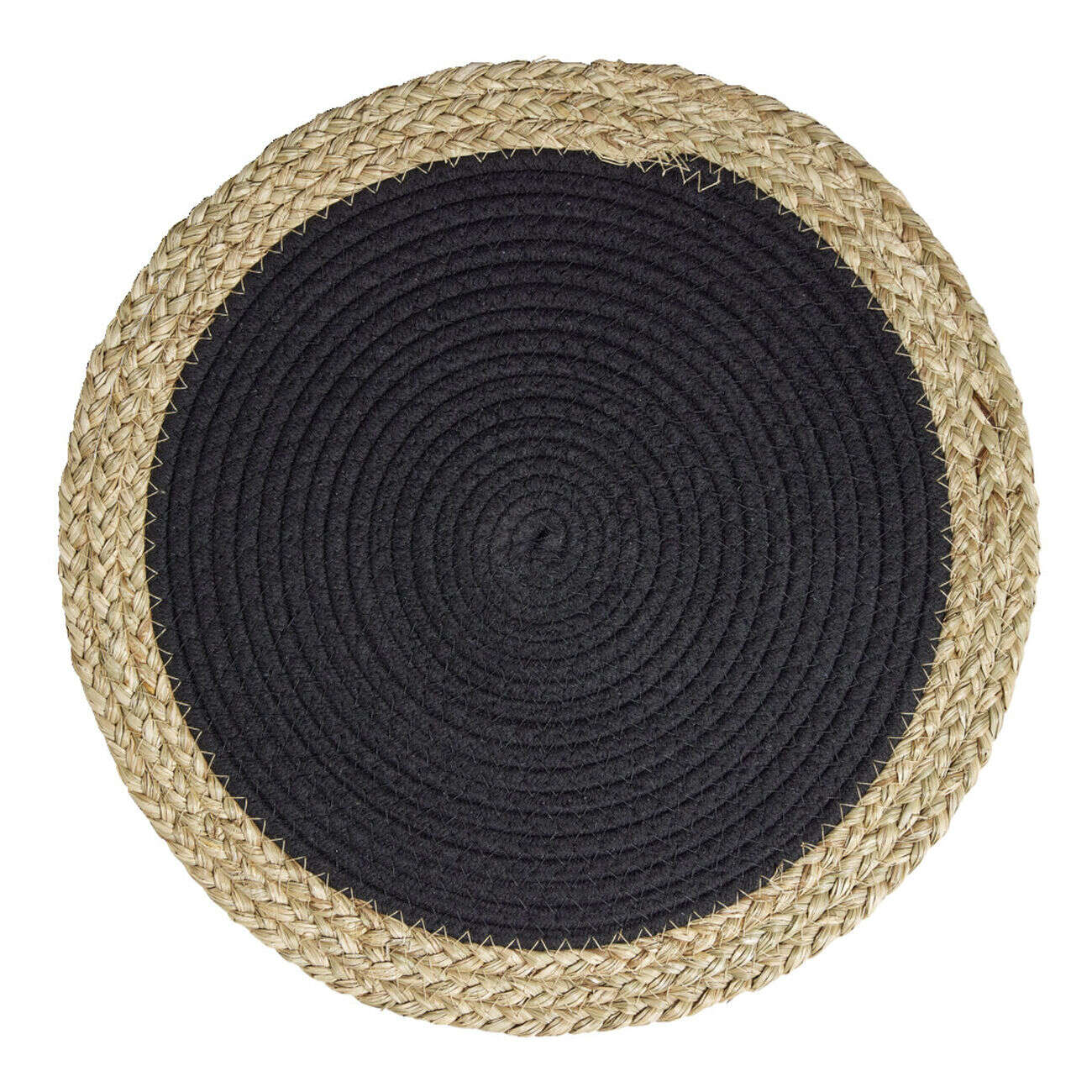 Set de table rond coton et paille tressé Ø38cm (2 modèles)