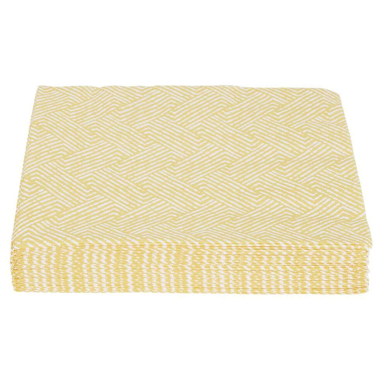 Serviette papier motif géométrique blanc et jaune 33x33cm 3 plis x20