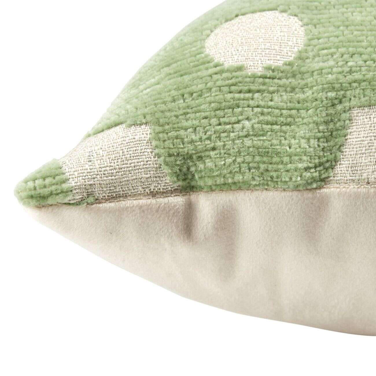 Coussin carré jacquard chenille fleur vert 40x40cm