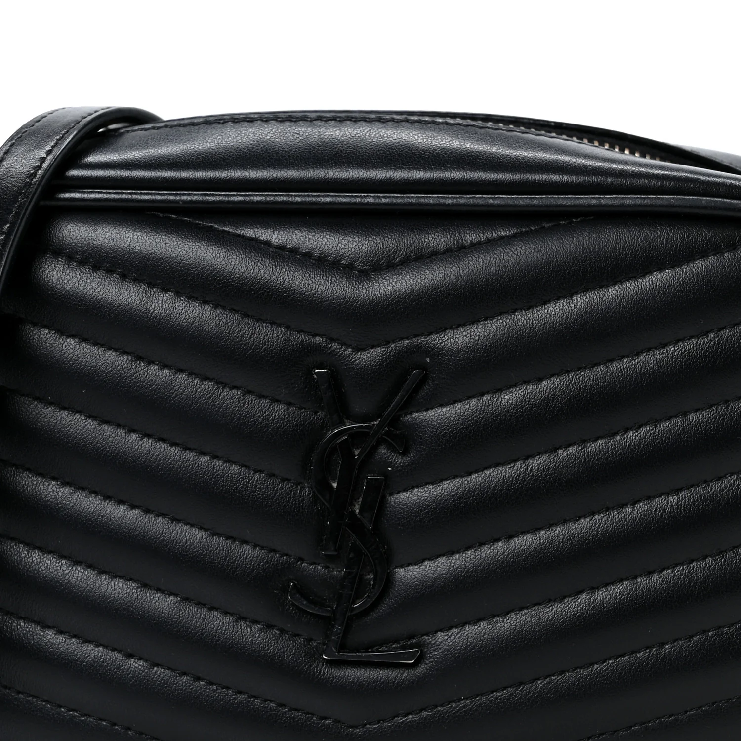 Calfskin Matelasse Monochrome Monogram Mini Lou Camera Bag Black