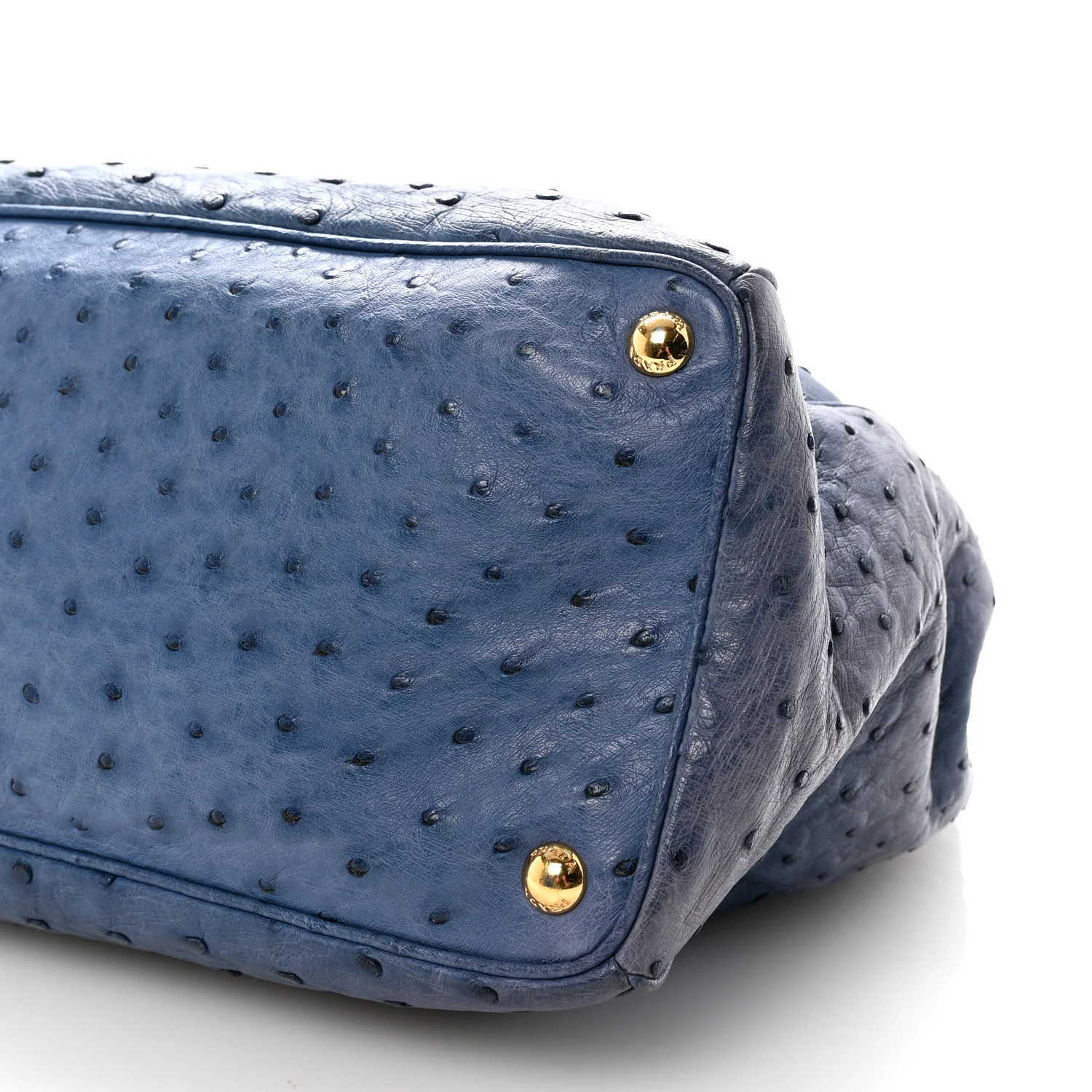 Ostrich Medium Galleria Double Zip Tote Cobalto