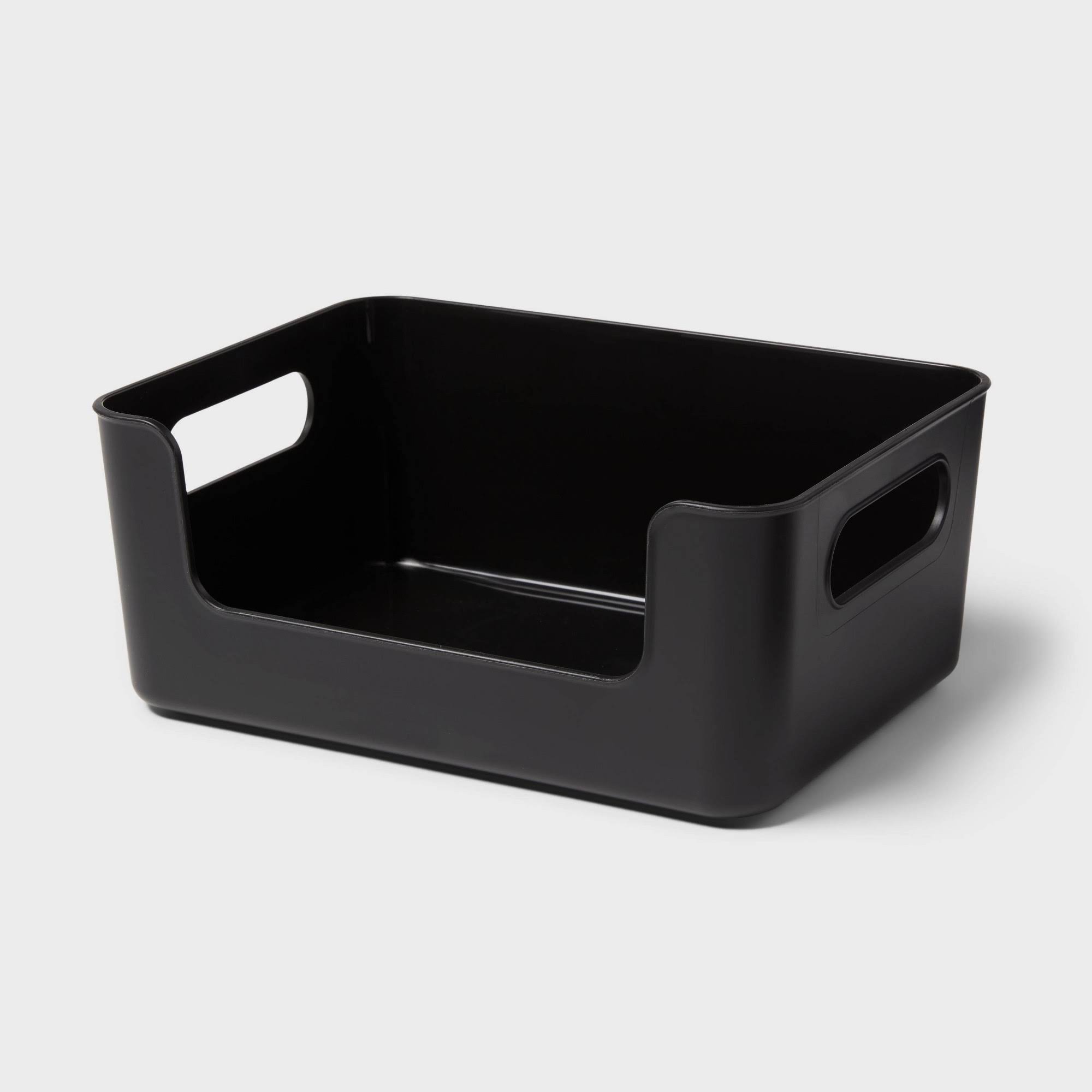 Small Plastic Open Face Pantry Bin Black - Brightroom