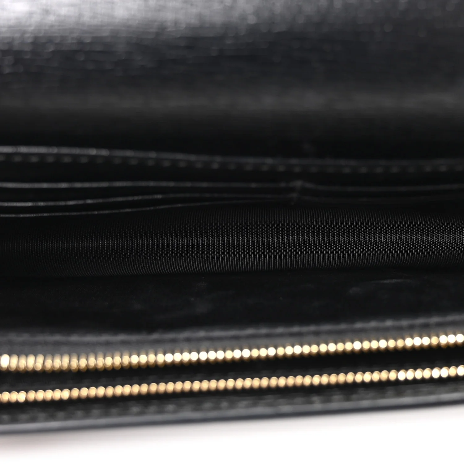 Textured Calfskin Script Logo Wallet On Chain Black