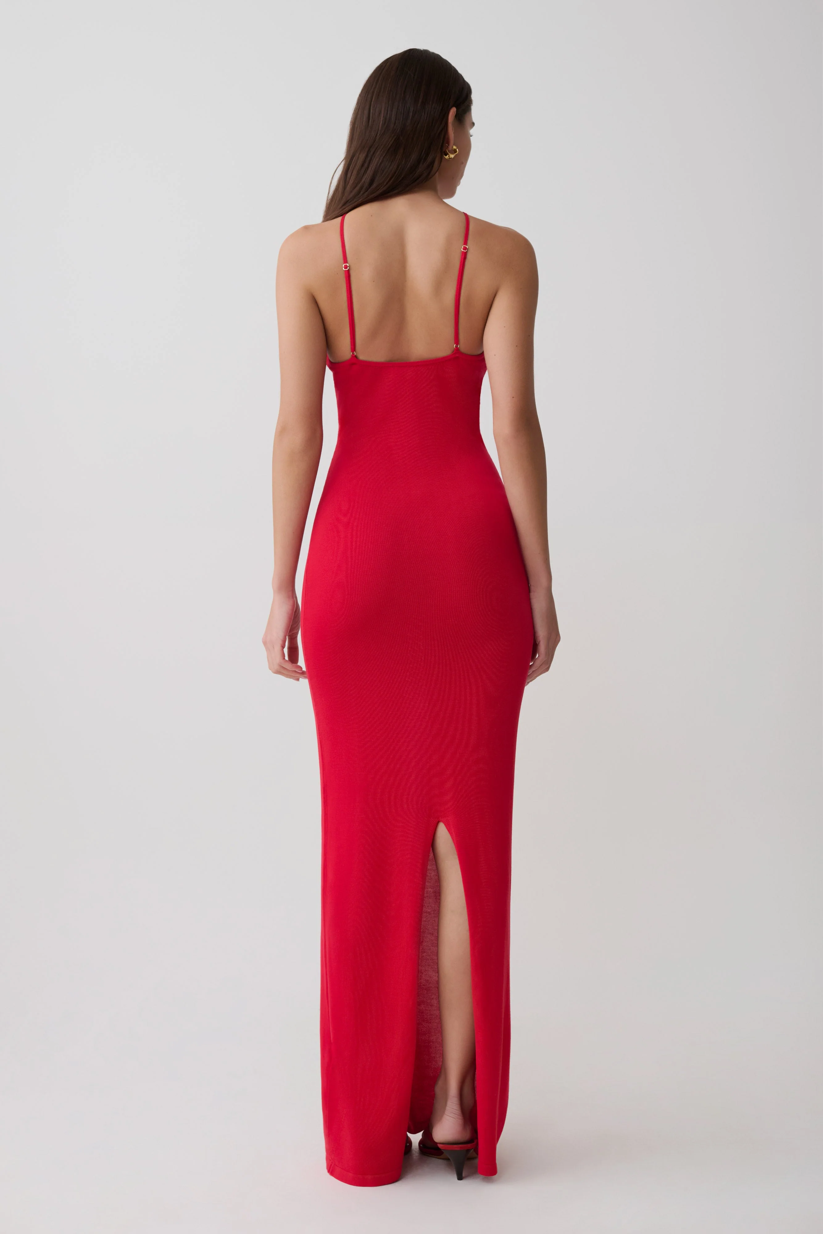 Ashtin Cross Front Knit Maxi Dress - Red