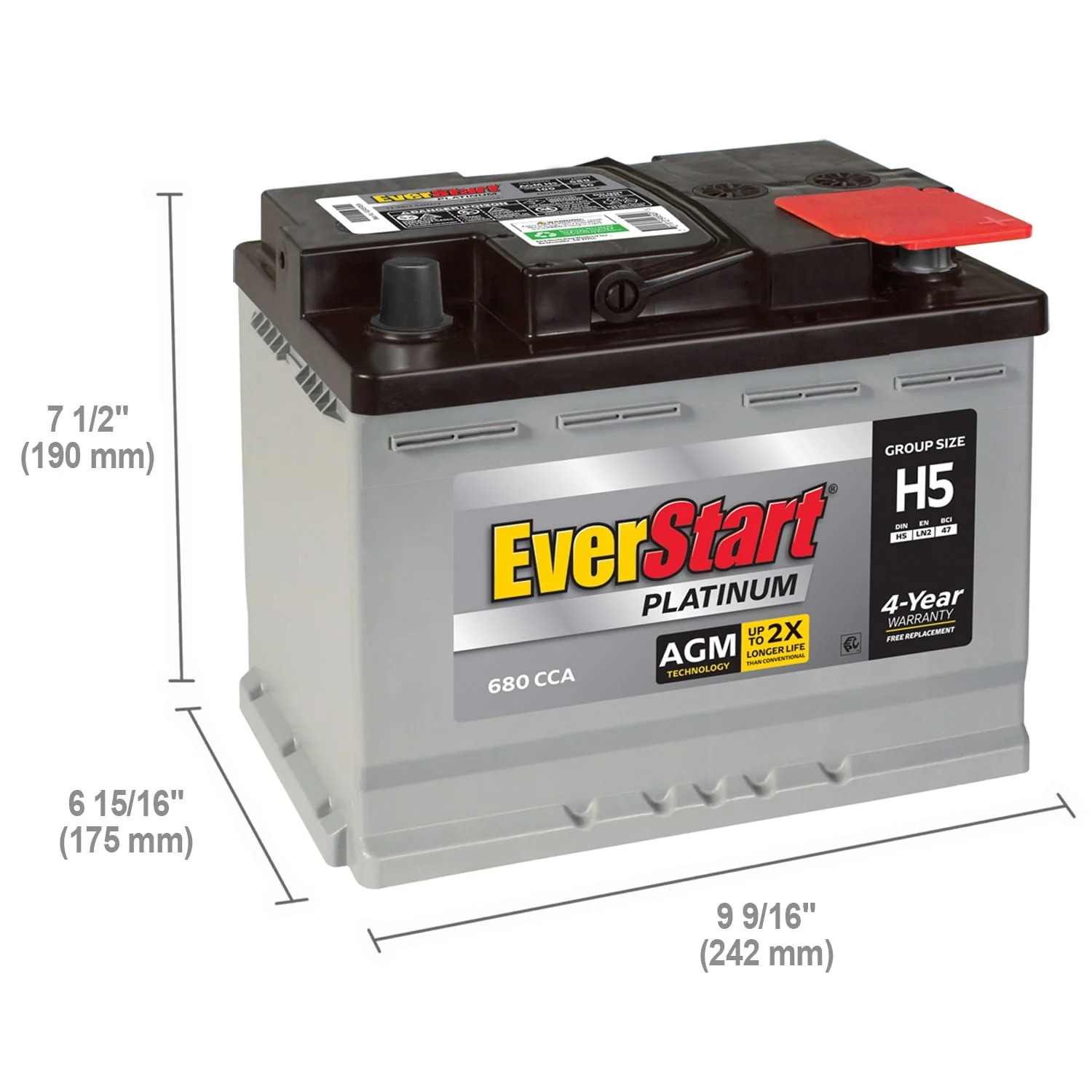 Platinum BOXED AGM Automotive Battery, Group Size H5 12 Volt, 680 CCA - Image 3