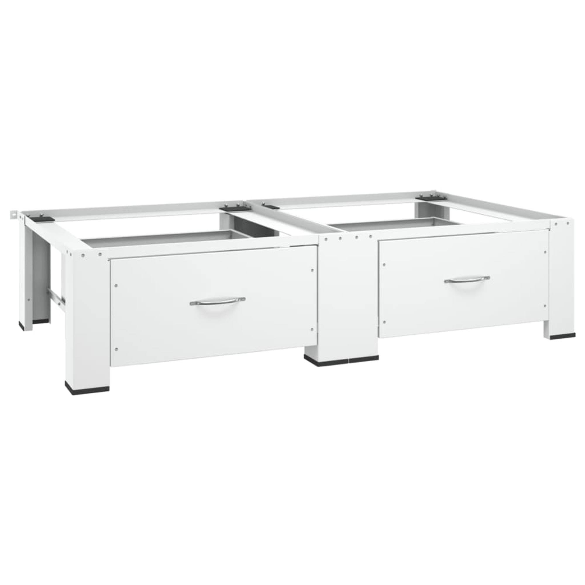 vidaXL Washing and Drying Machine Pedestal with Pull-Out Shelves White