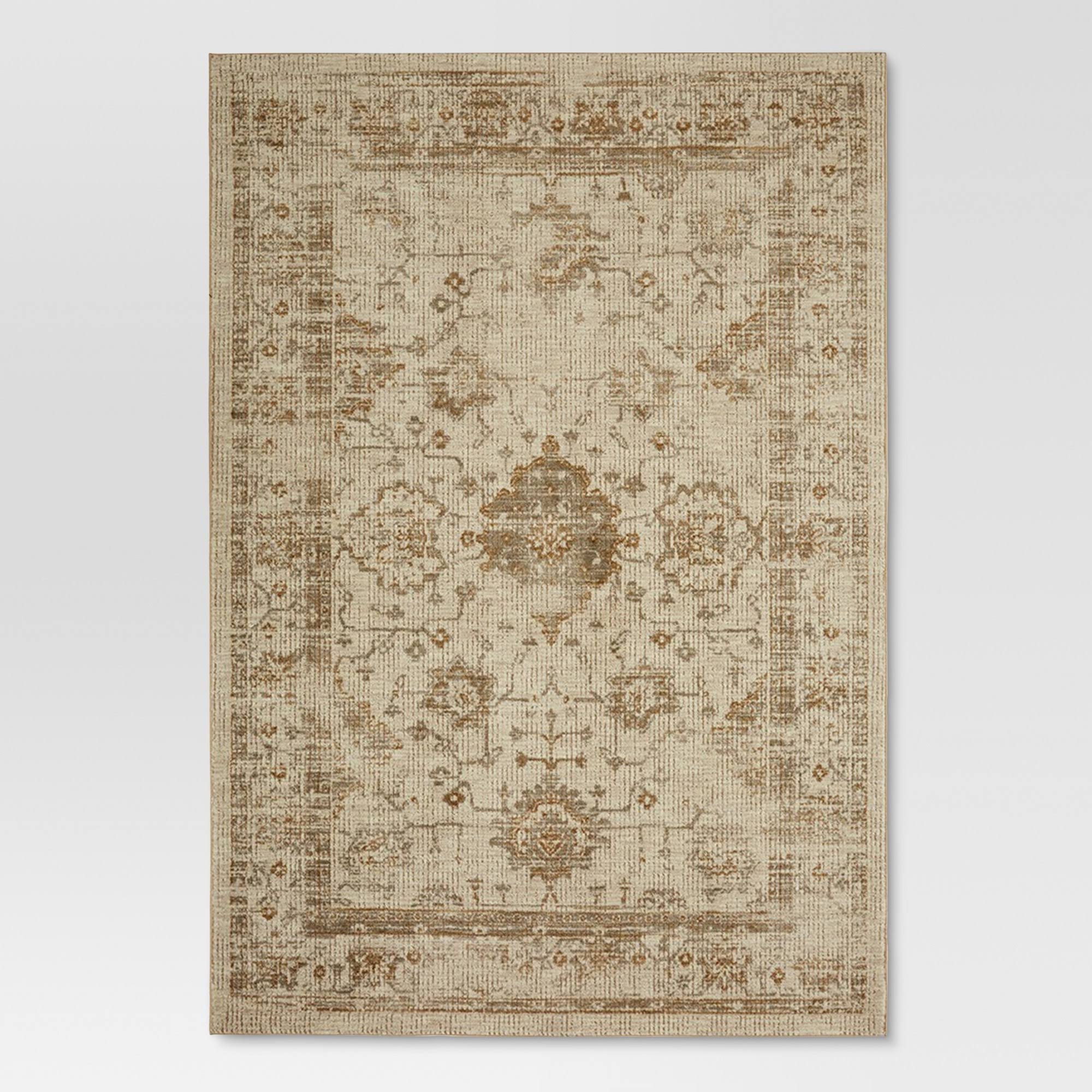 Threshold Vintage Distressed Area Rug, Tan