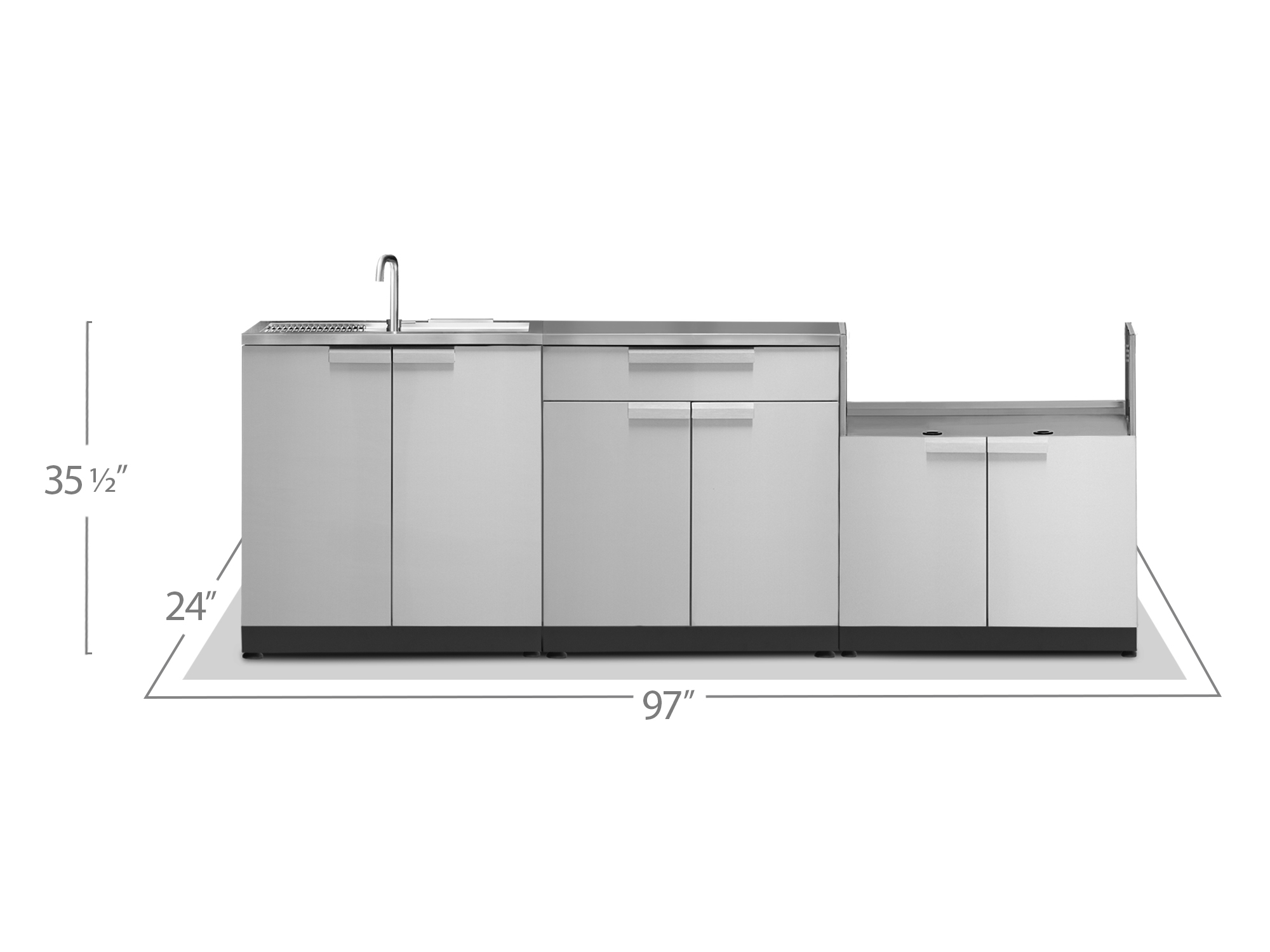 Outdoor Kitchen Stainless Steel 3 Piece Cabinet Set with Sink, Bar and Grill Cabinet - Image 4