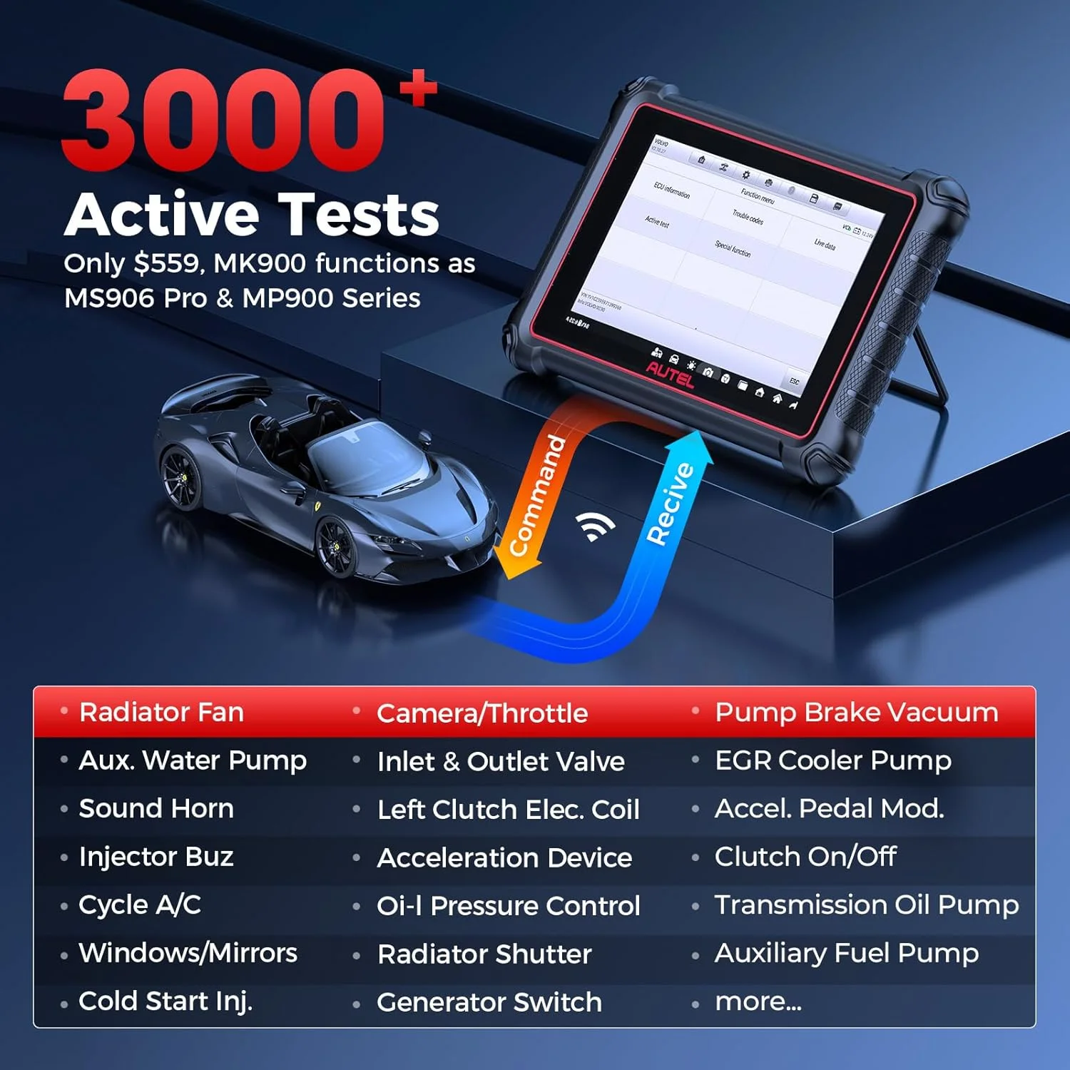 Scanner MaxiCOM MK900 Automotive Diagnostic Scan Tool OBD2 All System Diagnose, 40+ Service, Active Tests, FCA Autoauth SGW, Upgraded Ver of MaxiCheck MX808S, MX900 Image 3
