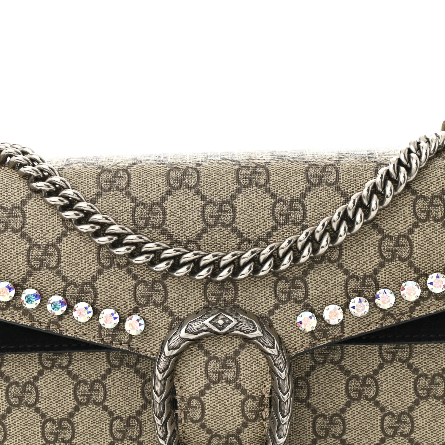GG Supreme Monogram Crystal Small Dionysus Shoulder Bag Black