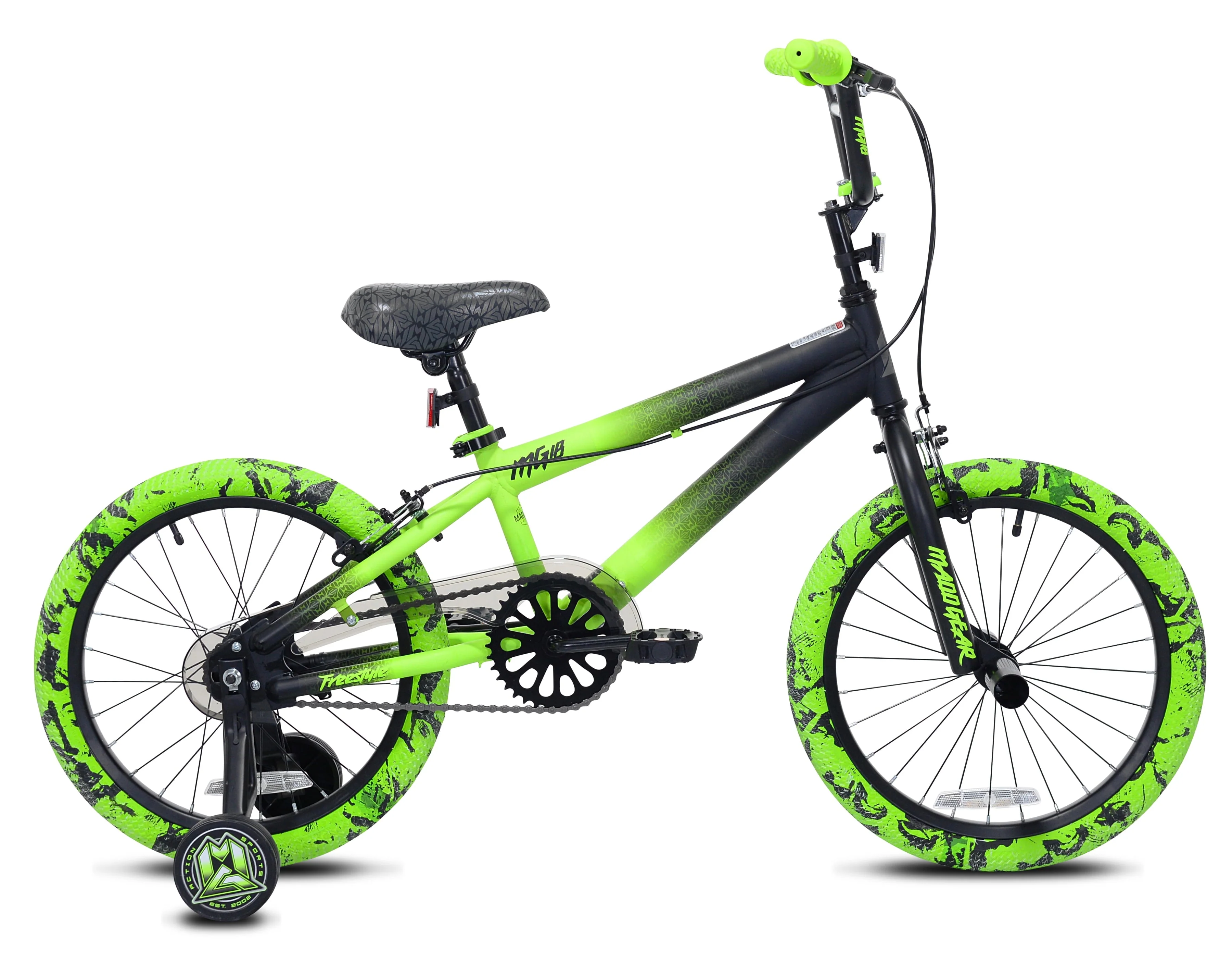 18" MG18 BMX Boy's Child Bike, Black and Green