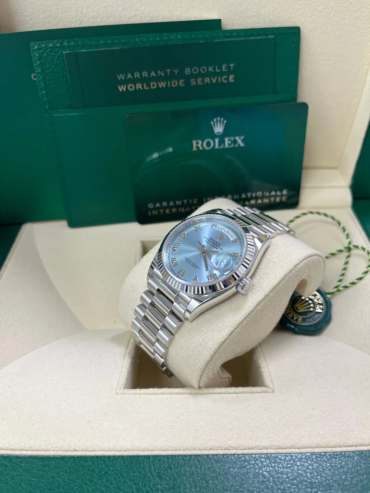 [Super Clone]RLX  Day-Date 36mm Oyster Perpetual 128236-0008 Ice Blue Roman Dial【Super Clone】