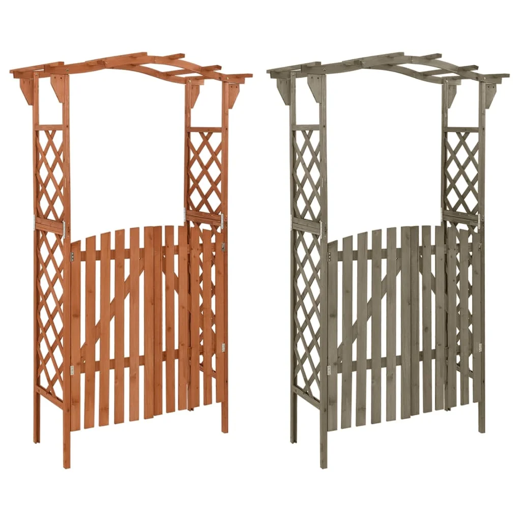 vidaXL Pergola Outdoor Pergola Garden Arch with Gate for Deck Solid Wood Fir
